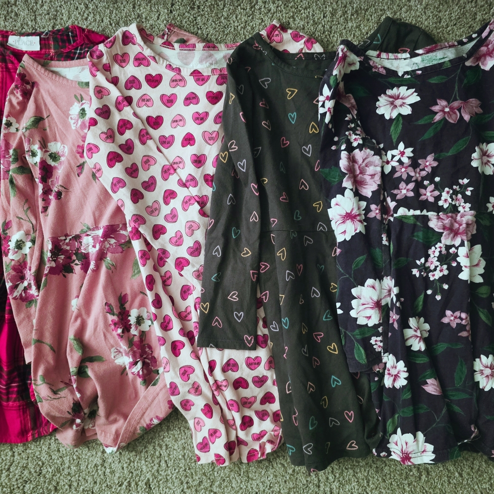 Floral and Heart Patterned Girls Dress Bundle